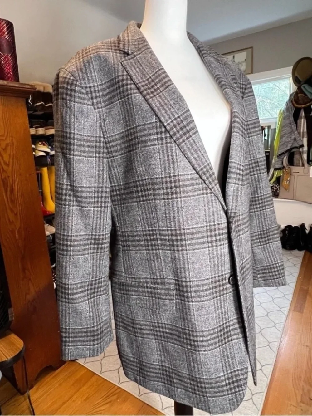 BANANA REPUBLIC Men’s 100% Wool Plaid Blazer | Heritage Gray Check
